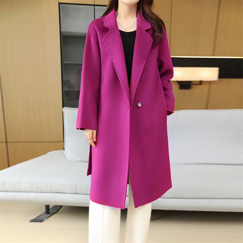 双面羊毛大衣女中长款2024新款秋冬毛呢外套简约大气图片
