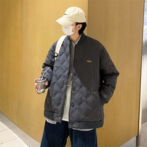 棉服男冬季韩系宽松潮流百搭oversize时尚菱格ins棉外套W5811-P65图片
