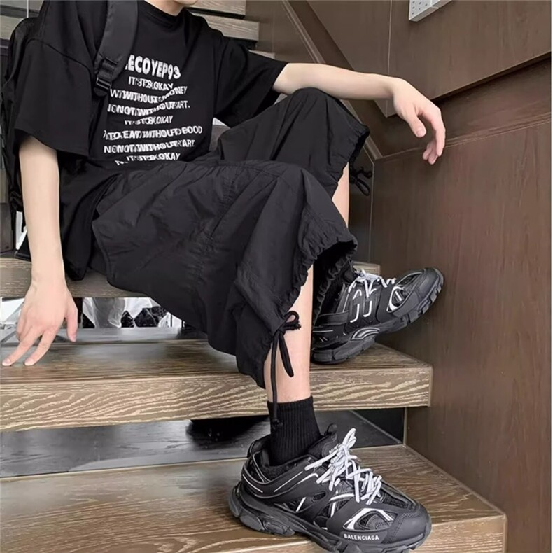 日系山本风工装7七分裤男士夏季薄款宽松阔腿短裤过膝休闲裤，男装牛仔裤，星座506A