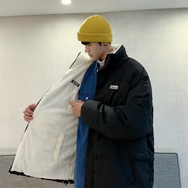两面穿羊羔绒棉衣外套男潮冬装加厚保暖棉服FT881P80,男装棉衣,星座1116-2