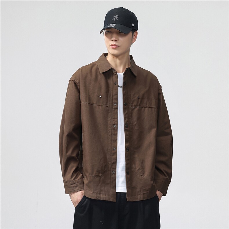 2025款时尚有型翻领休闲衬衣夹克F0962-P100控199,男装夹克,电商D215