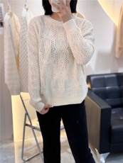 镂空羊绒衫女圆领毛衣宽松慵懒风山羊绒针织衫打底衫，女装羊绒衫，大千羊绒