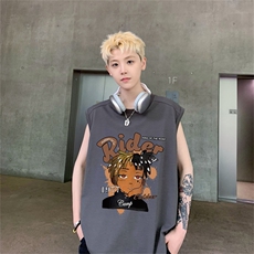 P19控38220g纯棉美式宽松背心男女无袖t恤潮CB3146，男装T恤，电商B370