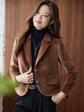 2025秋装新款小个子丝绒气质百搭西装小外套女，女装短外套，时尚风爆