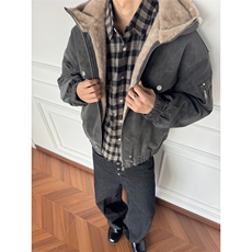 网图美潮座山雕连帽兔毛绒拼皮棉服外套W1917/特P98，男装棉衣，电商B350