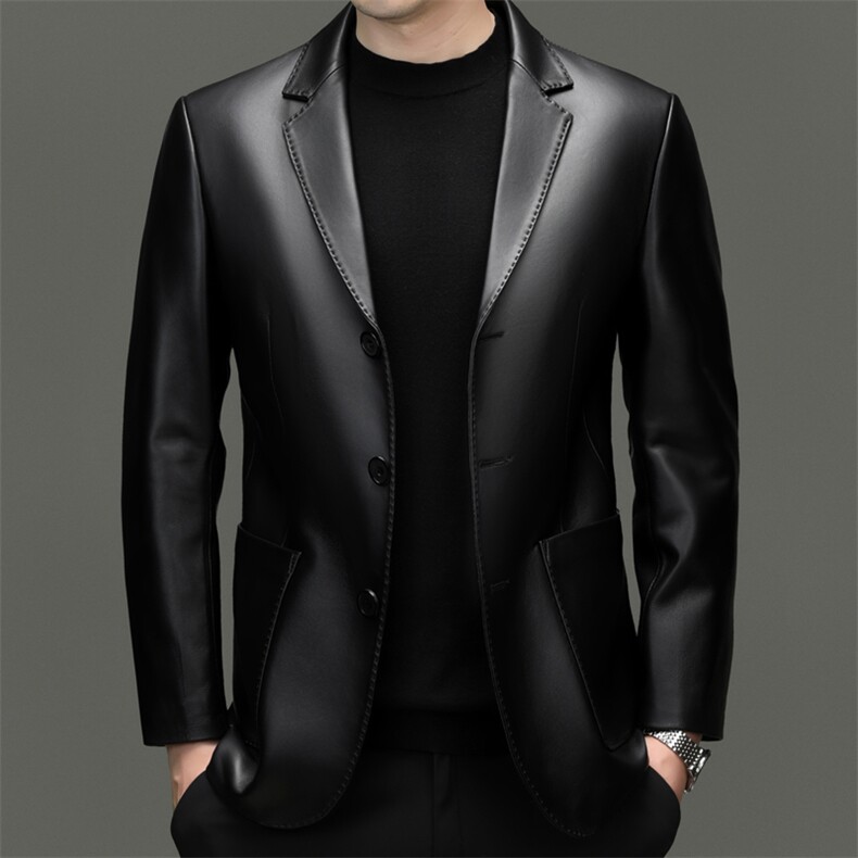 BG886秋冬新款海宁男士绵羊皮真皮皮衣皮西服休闲男装外套图片