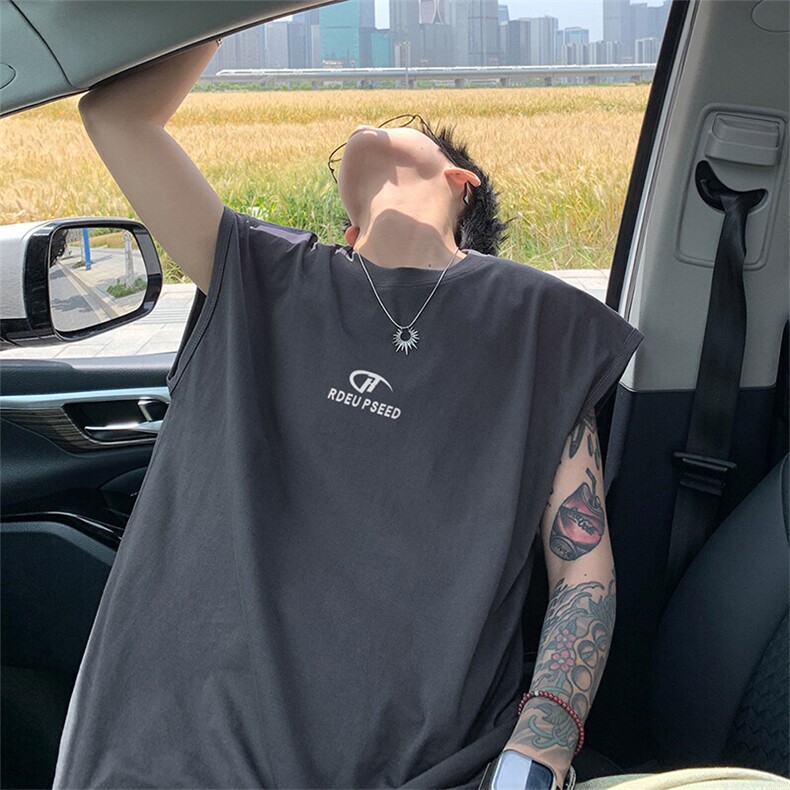 可48小时发货支持抖音得物来样二开240克重磅美式纯棉背心无袖t恤，男装背心/马甲，电商A486