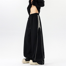 8XL-M秋季美式潮牌裤子男士宽松撞色冲锋裤速干休闲长裤K9156P68，男装休闲裤，电商D206-1