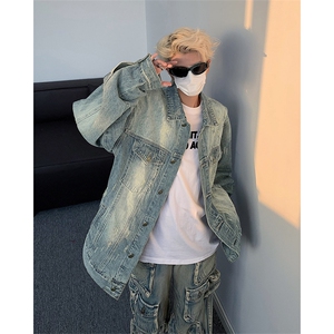 美式复古牛仔外套男潮牌炸街夹克痞帅潮流百搭JK0862-P65图片