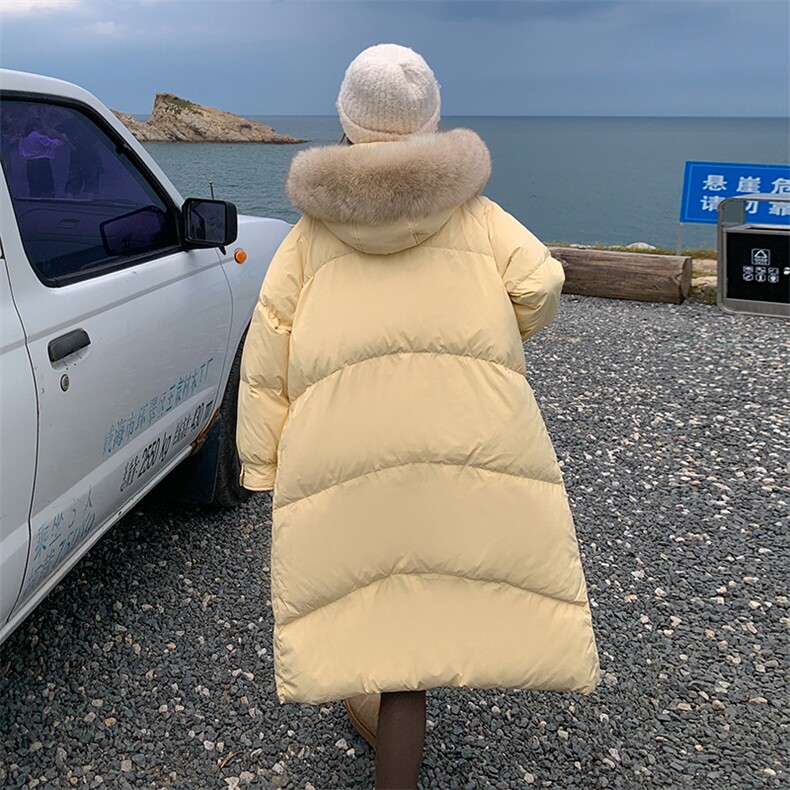 新款50绒长款黄色带毛领羽绒服2C309-3333P265K268,女装羽绒服,2C309