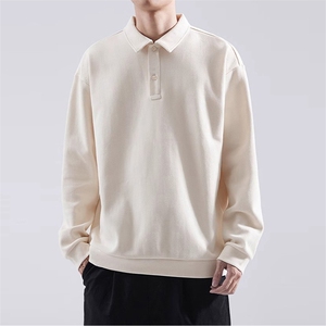 支持退换 高品质230克精梳珠地光版纯色宽松长袖T恤翻领POLO衫P21图片