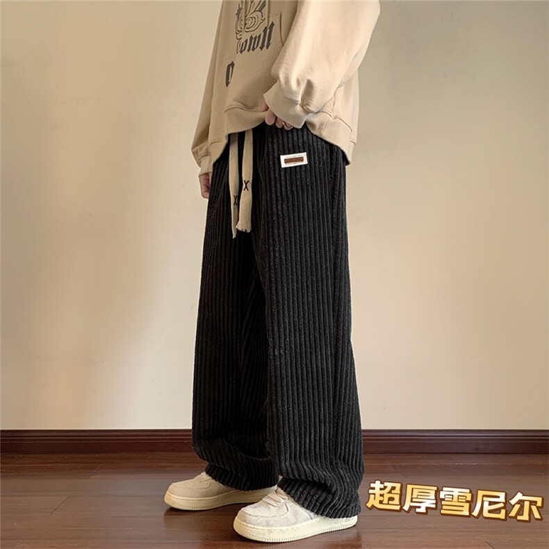 2025冬季大码加绒加厚雪尼尔粗条休闲裤拖地裤KZ2278p68控88,男装卫衣,四季星座806
