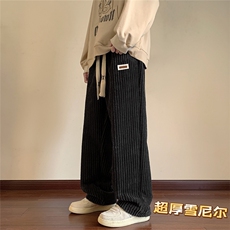 2025冬季大码加绒加厚雪尼尔粗条休闲裤拖地裤KZ2278p68控88，男装卫衣，四季星座806