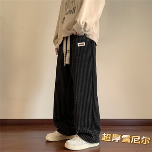 2025冬季大码加绒加厚雪尼尔粗条休闲裤拖地裤KZ2278p68控88图片