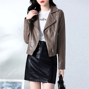 海宁真皮皮衣女短款2025春秋新款女士爆款修身绵羊皮机车夹克外套图片