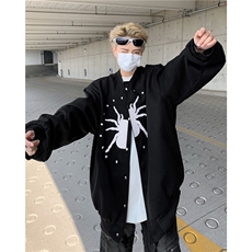 高街美式蜘蛛字母刺绣夹克外套男女情侣同款潮牌宽松休闲棒球服潮，男装夹克，星座516A