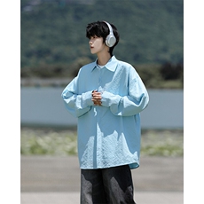 8XL-M泡泡纱盐缩肌理长袖衬衫男夏季冰丝外套防晒衬衣CS29007P40，男装衬衫，电商B312