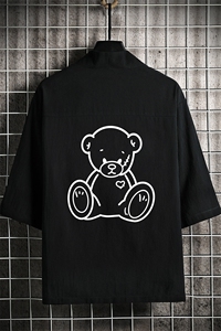 HF59174-P40风汉服男开衫外套七分袖道袍 网格挂拍图片