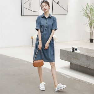 时尚显瘦牛仔连衣裙 夏季新款百搭气质女装 清新减龄短袖裙装图片