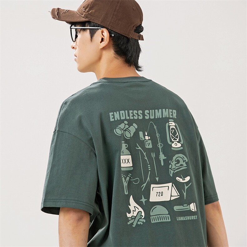 2025夏季新款男装日系潮牌印花圆领宽松短袖休闲T恤半袖T888-F40,男装T恤,电商A101（原外27）