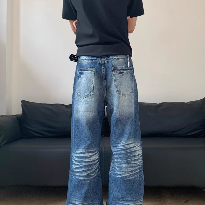 水洗做旧复古牛仔裤男2025新款高端休闲裤子潮牌男直筒长裤,男装牛仔裤,星座218-8