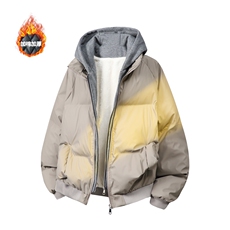 一体毛假两件pu皮短款棉服男款冬季加厚棉袄连帽外套特P95，男装皮衣，电商C306-1