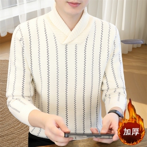 青年休闲百搭毛衣加绒针织长袖卫衣男打底衫潮牌外套TW019-P55图片