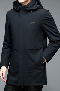 中年羽绒服休闲连帽男士中长款可脱卸内胆冬装外套男HB2185-P350图片