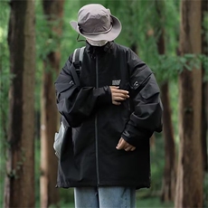 新款连帽夹克冲锋衣外套男女同款春秋防水防风情侣外套W133/P62，男装夹克，星座506