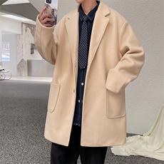 N2075/P90秋冬季中性风呢大衣男中长款男女呢料潮呢子外套风衣，男装风衣，电商A141