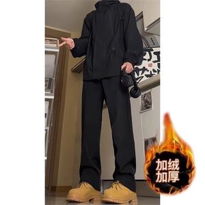 户外登山休闲裤秋冬加绒显瘦显高美式机能风三防冲锋裤图片