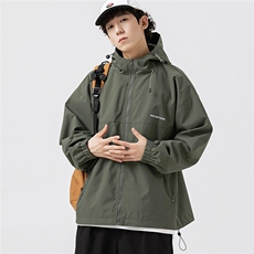 冲锋衣连帽夹克男宽松落肩纯色上衣外套DSA157B-JK727-P58，男装夹克，电商A157B