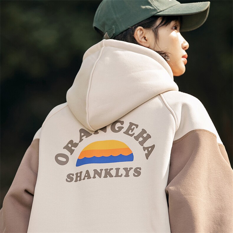 2026冬季新款男日系潮牌字母印花宽松加绒加厚连帽卫衣WY552-F98图片