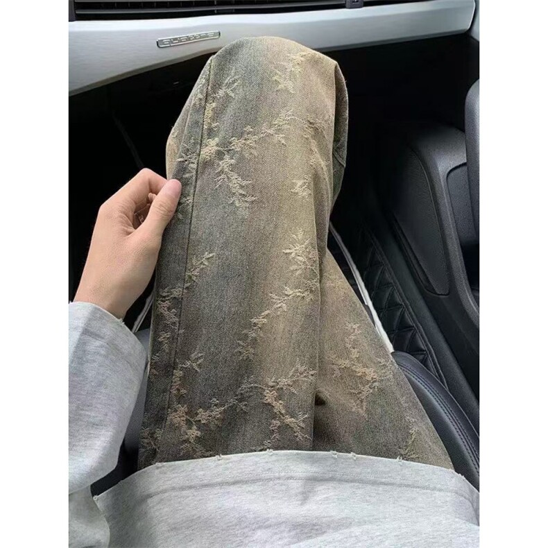 1014-1NZ0033P38现货美式高街小众提花休闲直筒裤牛仔裤,男装牛仔裤,星座1014-1