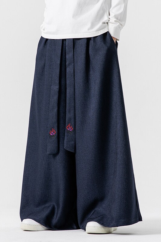 秋冬风宽松休闲裙裤汉服阔腿裤宋裤新中式情侣潮K272/P75,男装民族服装,钱塘713
