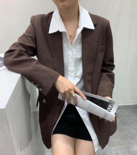 秋季格子小西装，女装西装，欧佩琳