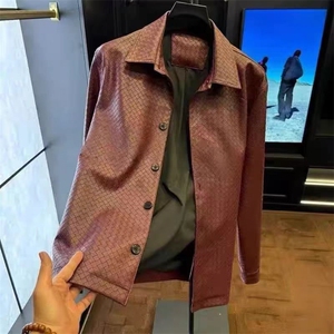 (网图)编织皮加绒格子PU皮夹克潮牌时尚工装痞帅  313B-KL50-P125图片