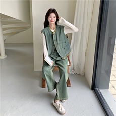 档口现货高品质26春牛仔马甲阔腿裤两件套2B153-2933-P190-K308，女装套装/套裙，2B153