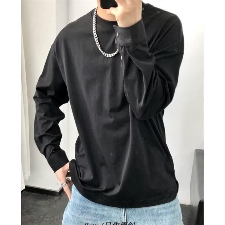 秋季纯色卫衣男修身内搭开衩长袖t恤套头纽扣袖口男装T965,男装T恤,星座1116A（原606A-3）