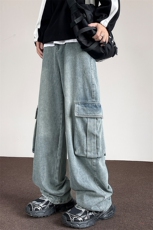 特批P45无差价秋季水洗牛仔裤男设计感阔腿裤小众潮牌拖地裤N9066，男装牛仔裤，电商A001