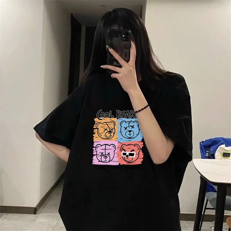 T0660-P25 夏日多巴胺穿搭 多彩卡通纯棉印花短袖图片
