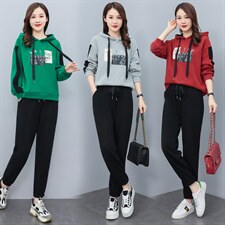 2023春季时尚休闲连帽撞色运动套装，女装运动套装，凯瑟曼