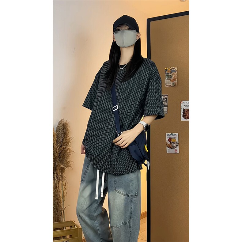 休闲慵懒风短袖T恤女圆领宽松松弛感百搭上衣T3696-特价P22,男装T恤,电商A007