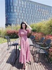现货韩版碎花连衣裙，女装连衣裙，YO\VLF雅洛菲