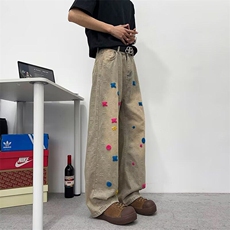 牛仔裤男女韩版潮流高街帅气百搭直筒2025夏季ins长裤RK2605-P48，男装牛仔裤，星座412-3