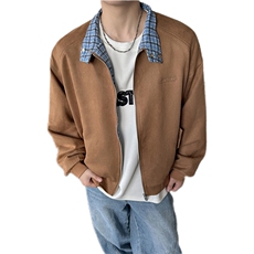 美式麂皮绒格子拼接翻领夹克男女xh152-特p70，男装夹克，电商B367