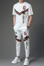 2024年夏季新款套装男短袖长裤休闲动物字母印花上衣帅气两件套男，男装休闲套装，钱塘6003A(原)4033A