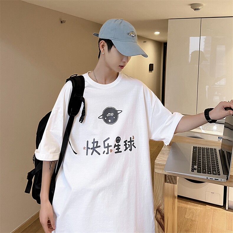 港风大码宽松休闲宽松短袖男T恤衫电商基地服装城D201-DM99-P25图片