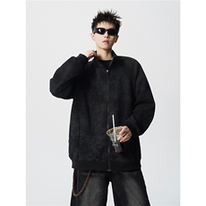 可二开罗纹拼接脏脏灰扎染面料大码M-5XL夹克JK78083P65控98，男装夹克，星座227-7