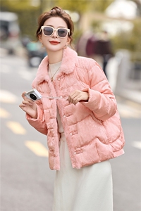 新中式白鸭绒羽绒服外套女2025冬季新款重工刺绣水貂毛提花外套图片